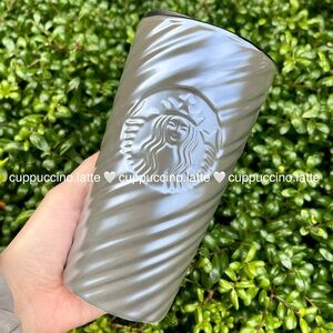 NWT🩶Starbucks 2026 Dark silver Spiral Textured Ceramic Travel Mug Tumbler